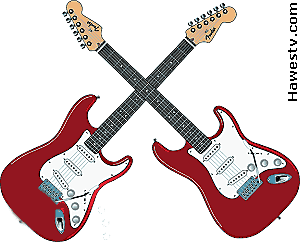 Photo: Crossed 
       Fender Telecaster guitars