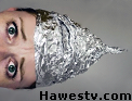 Photo: Paranoid girl, wearing tinfoil hat. We turned her sideways, for 3D. Ha!